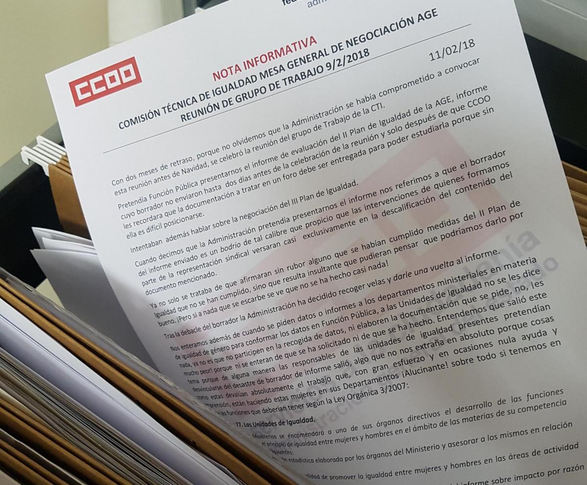 Nota Informativa Comisión Técnica de Igualdad