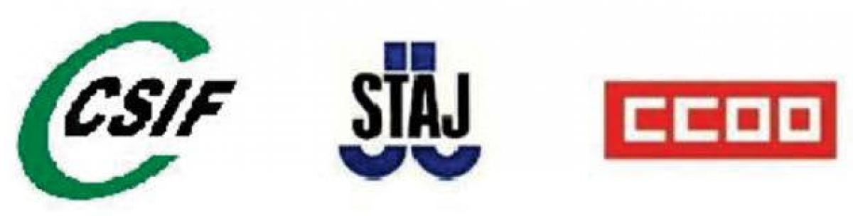 Logos CSIF, STAJ y CCOO