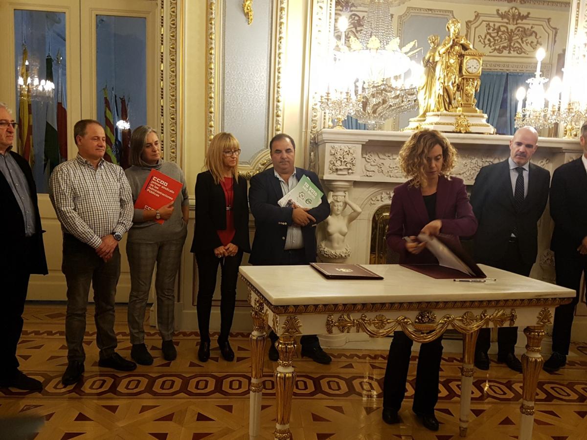Firma del Acuerdo de ampliación permiso de paternidad, Ministra Meritxel Batet