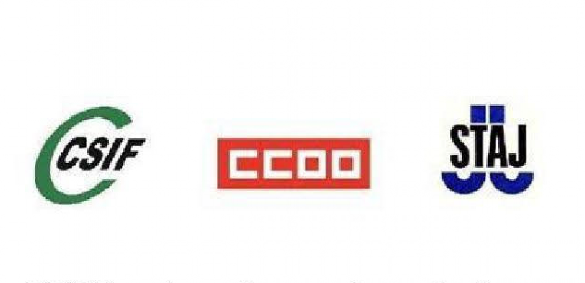 Logos CSIF, CCOO y STAJ