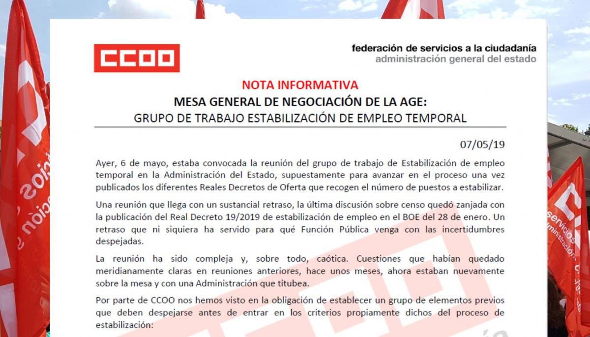 Nota grupo de Estabilización de empleo temporal