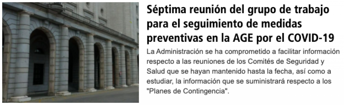 Nueva reunión del grupo de trabajo en la AGE COVID-19