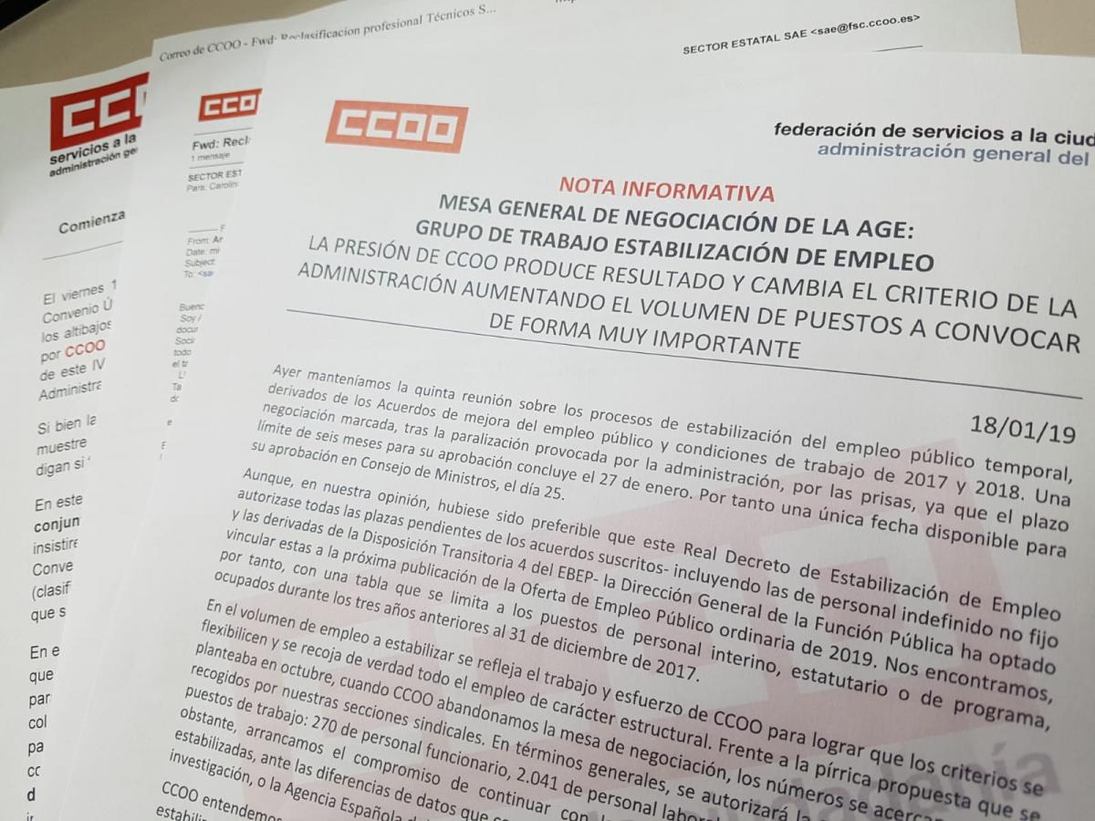 Nota informativa Estabilización de Empleo