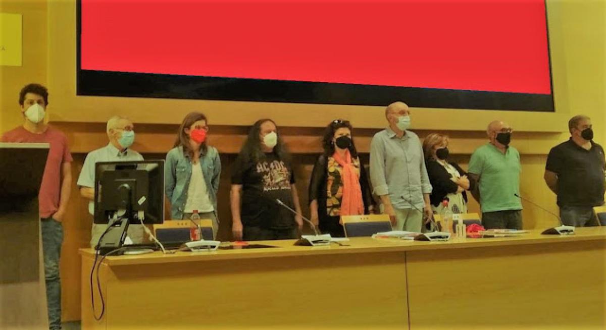 De izq. a der. Javier Chamorro, Juan Carlos Rey, Margarita Fabián, Jose Antonio Ballesteros, Clara González, Mariano Alcubierre, Antonia Alcalá, Ramón Escribano y Félix López, nueva Ejecutiva de CCOO MITERD-MAPA.