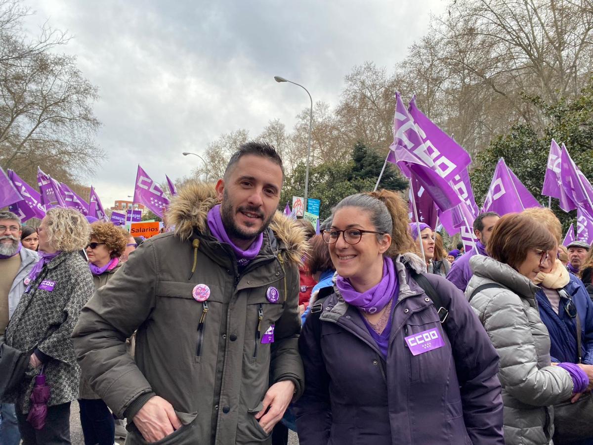 La secretaria de Juventud, Libertad Alcocer, durante la manifestación del 8M en Madrid