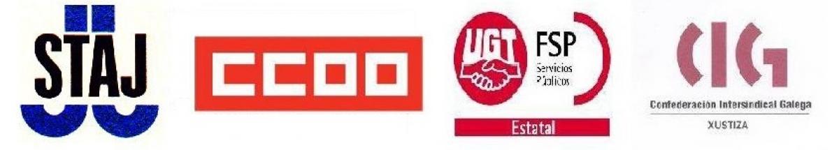 Logos STAJ, CCOO, UGT y CIG